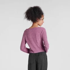 Women's Long Sleeve Rib-Knit Boat Neck Top - Wild Fable™