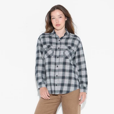 Women's Oversized Long Sleeve Collared Flannel Shirt - Wild Fable™ 3 Women's Oversized Long Sleeve Collared Flannel Shirt - Wild Fable™