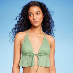 Women's Crochet Tie-Front Longline Bikini Top - Wild Fable™ Soft Green -Selfie Leslie GUEST 0a4bdada 065f 4afb be1b 97d3a2c16700