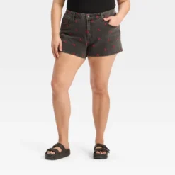 Women's EasyRigid Embroidered Mid-Rise Denim Shorts - Wild Fable™ Black -Selfie Leslie GUEST 0af96563 e6ea 4583 b731 9951afa08978