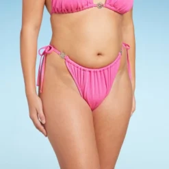 Women's Side-Tie Adjustable Extra High Leg Lurex Plisse Textured Bikini Bottom - Wild Fable™ -Selfie Leslie GUEST 0b0d9f00 e87a 428e b805 f1f45f23d5d8