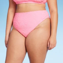 Women's Wavy Terry Textured High Leg Extra Cheeky Bikini Bottom - Wild Fable™ Light Pink -Selfie Leslie GUEST 167c3c44 e86b 46ce 9abf 85b249f39067