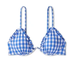 Women's Ruffle Trim Textured Underwire Bikini Top - Wild Fable™ Cobalt Blue Gingham Print -Selfie Leslie GUEST 16a32617 90a3 4af8 907e 24bf39a9c34c