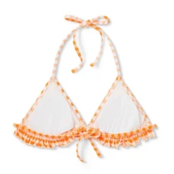 Women's Ruffle Detail Triangle Bikini Top - Wild Fable™ Orange Gingham -Selfie Leslie GUEST 1ced4e5c 16d2 4d53 ad54 ae34d714cd36