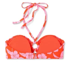 Women's Ring Front Halter Bandeau Bikini Top - Wild Fable™ Orange/Pink Tropical Print -Selfie Leslie GUEST 20f46358 c037 493d bc11 4b83f4e1d15b