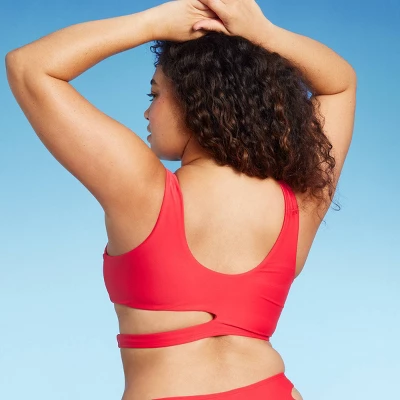 Women's Cut Out Longline Bralette Bikini Top - Wild Fable™ Red 6 Women's Cut Out Longline Bralette Bikini Top - Wild Fable™ Red - Image 4