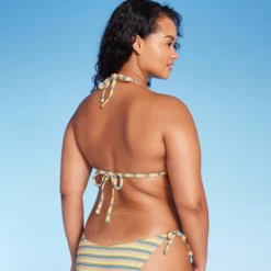 Women's Ribbed Triangle Bikini Top - Wild Fable™ Blue/Green/Pink Striped -Selfie Leslie GUEST 229c9931 cc6b 4356 abff b71548b086e6