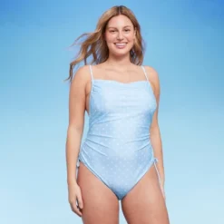 Women's Side-Cinch Detail Extra High Leg Cheeky One Piece Swimsuit - Wild Fable™ Blue -Selfie Leslie GUEST 278c7446 ff29 41f4 af1f e908add48b56