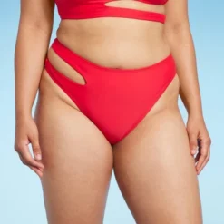 Women's Side Cut Out Mid-Rise High Leg Cheeky Bikini Bottom - Wild Fable™ Red -Selfie Leslie GUEST 2ae1468c c109 4dd1 8e62 b5542fd31abe
