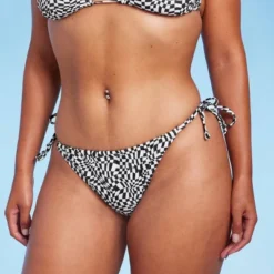 Women's Side-Tie Adjustable Coverage Ultra High Leg Bikini Bottom - Wild Fable™ Black/White Check Print -Selfie Leslie GUEST 2b6d2e3c 2b0c 4760 a66c bddcee8465d0