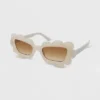 Women's Solid Plastic Novelty Marbleized Cateye Sunglasses - Wild Fable™ Ivory -Selfie Leslie GUEST 2e3772be d508 43eb 902d a167b336eb25