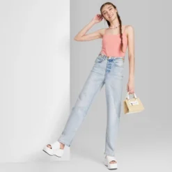 Women's Super-High Rise Distressed Straight Jeans - Wild Fable™ Light Wash -Selfie Leslie GUEST 2f8acc41 cf25 4c1b 8ab8 a964a3634ed3