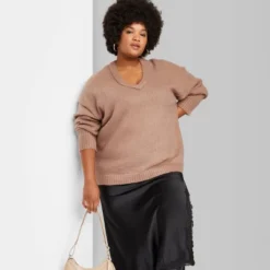 Women's V-Neck Fuzzy Oversized Pullover Sweater - Wild Fable™ -Selfie Leslie GUEST 2f9639a9 15d2 46b0 88f1 0db762518b69