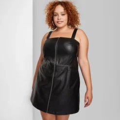 Women's Faux Leather Zip Front Mini Pinafore Dress - Wild Fable™ -Selfie Leslie GUEST 312c92c0 f7ab 4736 884b 2d91f532d4ee