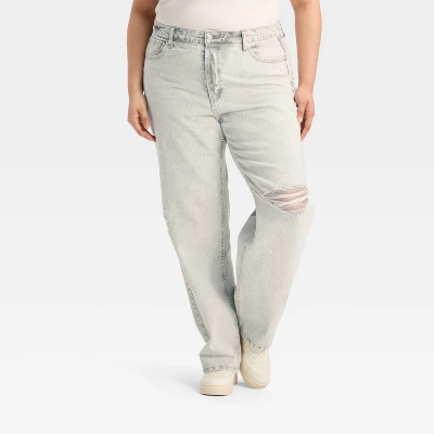 Women's High-Rise Straight Jeans - Wild Fable™ Light Gray Wash 5 Women's High-Rise Straight Jeans - Wild Fable™ Light Gray Wash - Image 3