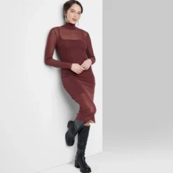 Women's Long Sleeve Lurex Mesh Midi Dress - Wild Fable™ Burgundy -Selfie Leslie GUEST 36e7ba09 20c1 46ec b025 9619c2988e0d
