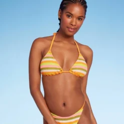 Women's Crochet Triangle Bikini Top - Wild Fable™ Orange Multi Striped -Selfie Leslie GUEST 3ca11389 2332 4d9f ae48 4c077914c6e8