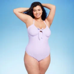 Women's Shirred Detail Underwire High Leg Extra Cheeky One Piece Swimsuit - Wild Fable™ Lilac Purple -Selfie Leslie GUEST 3d3ee15c 1935 4198 9b56 4ce4e177d451