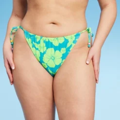 Women's Adjustable Coverage Bikini Bottom - Wild Fable™ Blue/Green Tropical Print -Selfie Leslie GUEST 41f91eb6 748e 45aa bb50 30fcfeffacf9