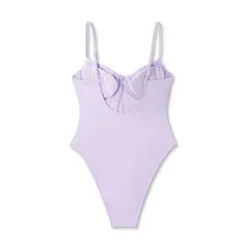 Women's Shirred Detail Underwire High Leg Extra Cheeky One Piece Swimsuit - Wild Fable™ Lilac Purple -Selfie Leslie GUEST 43772e28 614a 46b8 95e2 fbe258408d7a