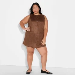 Women's Faux Suede Button-Front Mini A-Line Dress - Wild Fable™ Brown -Selfie Leslie GUEST 47aa9e6b d128 450a a6b7 e5c5452bf569