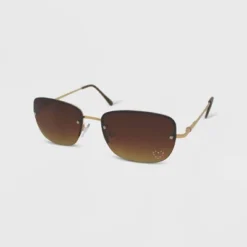 Women's Rimless Metal Oval Sunglasses - Wild Fable™ Brown