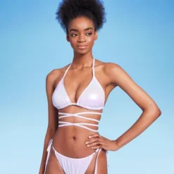 Women's Extreme Wrap Triangle Bikini Top - Wild Fable™ Light Purple Iridescent -Selfie Leslie GUEST 4c908518 3f53 42b3 9b23 9d4edae527e2