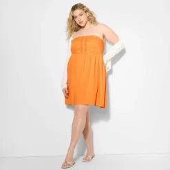Women's Pintuck Strapless Babydoll Dress - Wild Fable™ Orange -Selfie Leslie GUEST 4dc37b72 9883 47a9 aad6 0756ce67b7e0