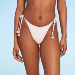 Women's Crochet Side-Tie Extra Cheeky Extra High Waist Bikini Bottom - Wild Fable™ Cream -Selfie Leslie GUEST 4e972c86 7308 495a aedf cb93f6cad140