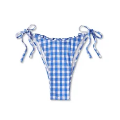 Women's Side-Tie Ultra High Leg Super Cheeky Bikini Bottom - Wild Fable™ Cobalt Blue Gingham Print -Selfie Leslie GUEST 516be7a1 4105 4f24 b44c 1812f3565a4c