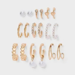 Heart And Pearl Earring Set 9pc - Wild Fable™ Gold -Selfie Leslie GUEST 55479940 46ba 4e87 9397 52a394dc5672
