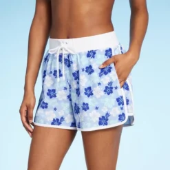 Women's 4" Inseam High Waist Lace-Up Board Shorts - Wild Fable™ Blue Floral Print -Selfie Leslie GUEST 5597a22c 8312 4f78 b6eb 8eb592e1b60b