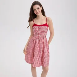 Women's Smocked Bodice Mini Cami Dress - Wild Fable™ Red Gingham -Selfie Leslie GUEST 57ca09a4 d7d1 4030 b664 7ef25eaa2e0c