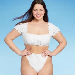 Women's Puff Sleeve Eyelette Bralette Bikini Top - Wild Fable™ White -Selfie Leslie GUEST 5a82ee81 9edd 4778 961b 1f979c65b705