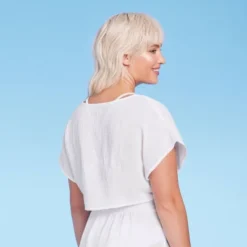 Women's Tie-Front Cover Up Short Sleeve Crop Top - Wild Fable™ White 8 Women's Tie-Front Cover Up Short Sleeve Crop Top - Wild Fable™ White -Selfie Leslie GUEST 607a699b deff 4676 9cef 36432246e644