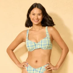 Women's Textured Plaid Underwire Bikini Top - Wild Fable - Blue/Yellow -Selfie Leslie GUEST 62eb01cf 6c82 47c5 b396 3ca746c9f6f4