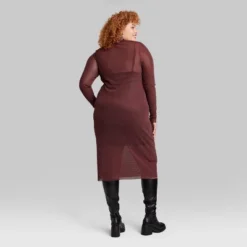 Women's Long Sleeve Lurex Mesh Midi Dress - Wild Fable™ Burgundy -Selfie Leslie GUEST 6429be57 2fc2 468a 9d3e 42782bdb1e5c
