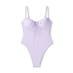 Women's Shirred Detail Underwire High Leg Extra Cheeky One Piece Swimsuit - Wild Fable™ Lilac Purple -Selfie Leslie GUEST 643cc657 0676 492b 8d93 762fcf861d8e
