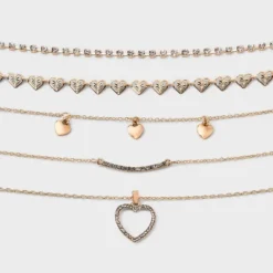 Bling Heart Choker Necklace Set 5pc - Wild Fable™ Gold -Selfie Leslie GUEST 694c6022 c5a2 4f8c b675 2db712dcdcff