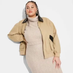 Women's Canvas & Faux Leather Bomber Jacket - Wild Fable™ Tan -Selfie Leslie GUEST 6b0b0c0f bc22 4804 9319 1be449012b56