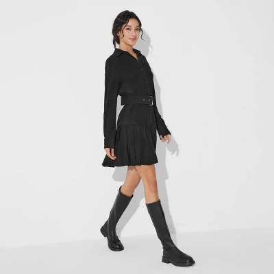 Women's Long Sleeve Suede Mini Shirtdress - Wild Fable™ 4 Women's Long Sleeve Suede Mini Shirtdress - Wild Fable™ - Image 2