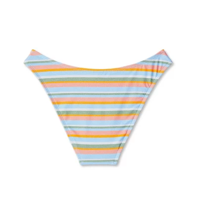 Women's High Leg Cheeky Bikini Bottom - Wild Fable™ Multi Lurex Striped 8 Women's High Leg Cheeky Bikini Bottom - Wild Fable™ Multi Lurex Striped - Image 6
