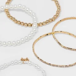 Beaded And Pearl Bow Charm Bracelet Set 5pc - Wild Fable™ Gold -Selfie Leslie GUEST 6d9e9f01 71c2 47f1 81c6 ca81223d170b