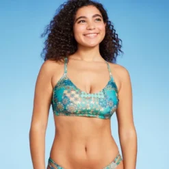 Women's Scoop Front Bralette Bikini Top - Wild Fable™ Blue Patchwork Print -Selfie Leslie GUEST 72b23f93 76e2 4dc3 96ab f23f458e6968