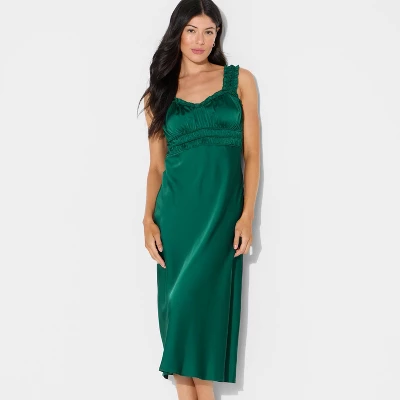 Women's Ruched Midi Bodycon Dress - Wild Fable™ Dark Green 5 Women's Ruched Midi Bodycon Dress - Wild Fable™ Dark Green - Image 3