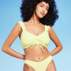Women's Tie-Front Cap Sleeve Bralette Bikini Top - Wild Fable™ Light Yellow -Selfie Leslie GUEST 75c1528c a308 4473 aff4 9d1b3a387d60