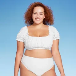 Women's Puff Sleeve Eyelette Bralette Bikini Top - Wild Fable™ White -Selfie Leslie GUEST 79425e88 3d3e 4ccd aeb1 63c8f7fa5690