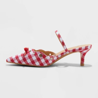 Women's Lysandra Gingham Eyelet Kitten Heels - Wild Fable™ Red 3 Women's Lysandra Gingham Eyelet Kitten Heels - Wild Fable™ Red