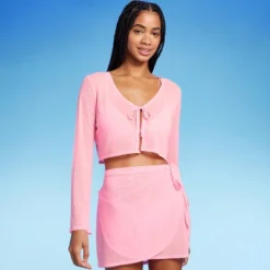 Women's Tie-Front Cropped Mesh Cover Up Cardigan - Wild Fable™ -Selfie Leslie GUEST 7eb56840 aab6 463f a33b 68784829e296