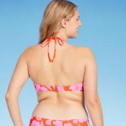 Women's Ring Front Halter Bandeau Bikini Top - Wild Fable™ Orange/Pink Tropical Print -Selfie Leslie GUEST 81260b84 a416 4df8 b019 632111067f2e